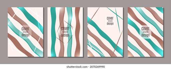 A set of cards. Abstract background with colored wavy lines. Vector illustration.