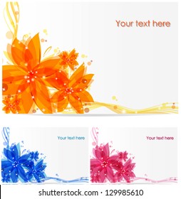 Set of cards with abstract flowers