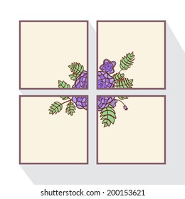 Set of cards with  abstract roses. . Event design template. Flat