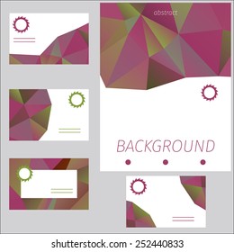 Set of cards with abstract triangular pattern. arrangements of decor elements