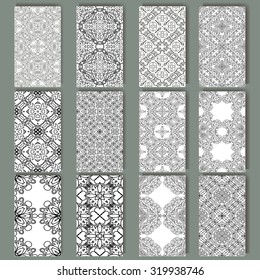 Set of cards for any kind of design. Pattern in retro style with ornament. Geometric element made in vector.