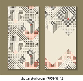 Set of cards with art deco geometric pattern . Retro style texture. Modern abstract design poster, cover, card design. Template for flyers, banners, posters, business, greeting and invitation card