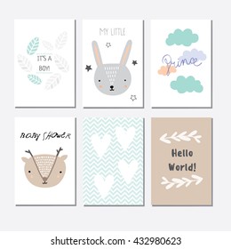 Set of cards for baby shower, first birthday, for newborn baby-boy, it's a boy!