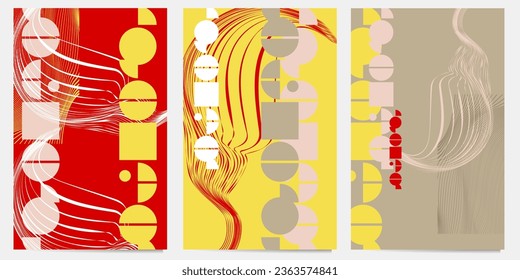 Establece tarjetas o banners Color de tendencia Afiches Pale Khaki diseño plantillas de estilo japonés invitaciones a líneas fondo abstracto. Estilo de negocio de ilustraciones de ilustraciones de acciones
