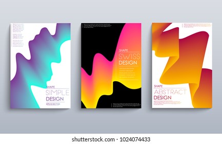 Set of cards with blend liqud colors. Futuristic abstract design. Usable for banners, covers, layout and posters. Vector.