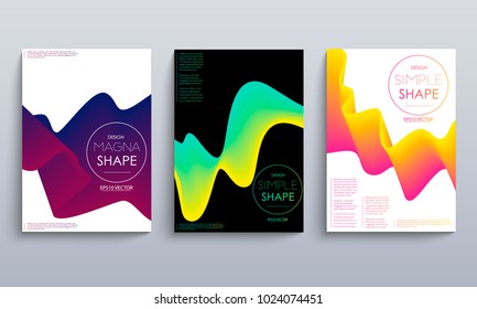 Set of cards with blend liqud colors. Futuristic abstract design. Usable for banners, covers, layout and posters. Vector.