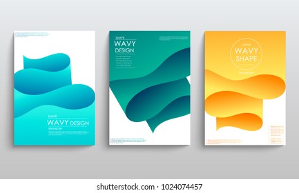 Set of cards with blend liqud colors. Futuristic abstract design. Usable for banners, covers, layout and posters. Vector.