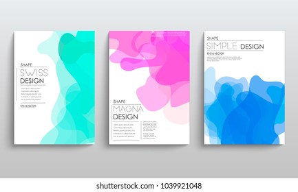 Set of cards with blend liqud colors. Futuristic abstract design. Usable for banners, covers, layout and posters. Vector.