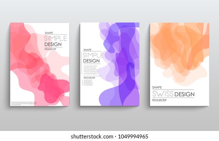Set of cards with blend liqud colors. Futuristic abstract design. Usable for banners, covers, layout and posters. Vector.