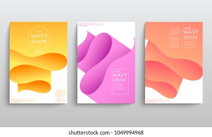 Set of cards with blend liqud colors. Futuristic abstract design. Usable for banners, covers, layout and posters. Vector.