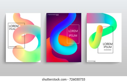 Set of cards with blend liqud colors. Futuristic abstract design. Usable for banners, covers, layout and posters. Vector.