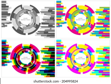 set of cards with bright circles and lines