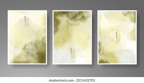 Set of cards with bright colorful vector watercolor background. Design for your date, postcard, banner.