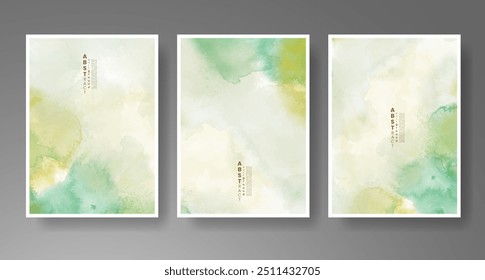 Conjunto de tarjetas con fondo de acuarela de Vector colorido brillante. Diseño para su fecha, postal, Anuncio.