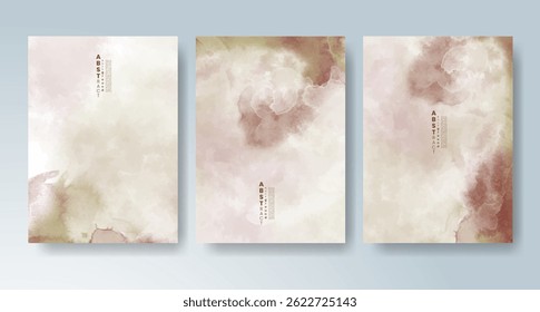 Conjunto de cartas com fundo colorido colorido colorido de aquarela. Projete para o seu encontro, cartão postal, banner.