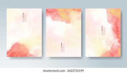 Conjunto de tarjetas con fondo de acuarela de Vector colorido brillante. Diseño para su fecha, postal, Anuncio.