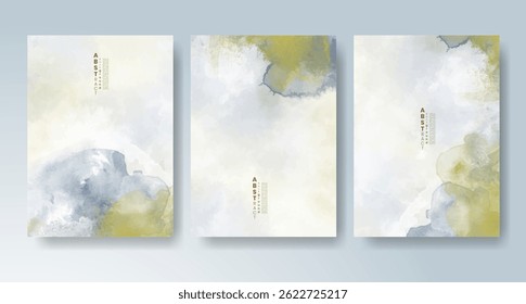 Set of cards with bright colorful vector watercolor background. Design for your date, postcard, banner.