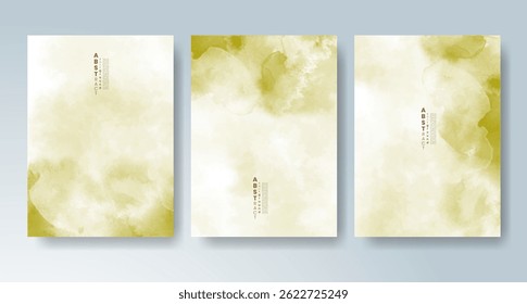 Set of cards with bright colorful vector watercolor background. Design for your date, postcard, banner.