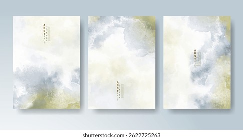 Conjunto de tarjetas con fondo de acuarela de Vector colorido brillante. Diseño para su fecha, postal, Anuncio.