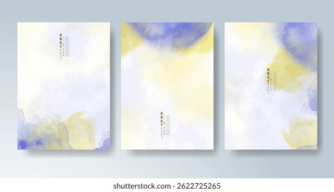 Set of cards with bright colorful vector watercolor background. Design for your date, postcard, banner.