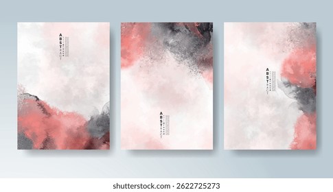 Set of cards with bright colorful vector watercolor background. Design for your date, postcard, banner.