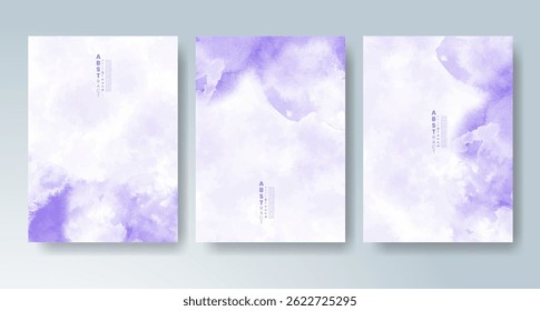 Set of cards with bright colorful vector watercolor background. Design for your date, postcard, banner.