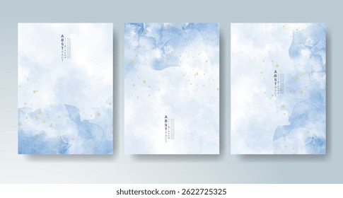 Conjunto de tarjetas con fondo de acuarela de Vector colorido brillante. Diseño para su fecha, postal, Anuncio.