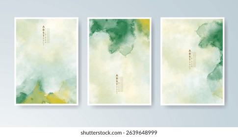 Set of cards with bright colorful vector watercolor background. Design for your date, postcard, banner.