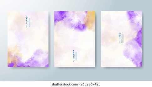 Conjunto de cartas com fundo colorido colorido colorido de aquarela. Projete para o seu encontro, cartão postal, banner.