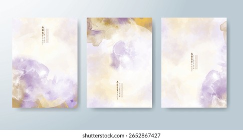 Conjunto de tarjetas con fondo de acuarela de Vector colorido brillante. Diseño para su fecha, postal, Anuncio.