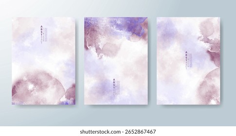 Set of cards with bright colorful vector watercolor background. Design for your date, postcard, banner.