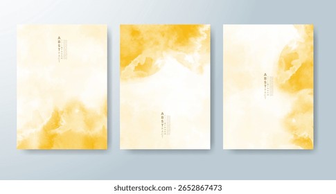 Conjunto de cartas com fundo colorido colorido colorido de aquarela. Projete para o seu encontro, cartão postal, banner.