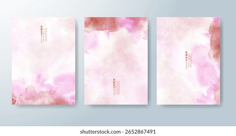 Conjunto de cartas com fundo colorido colorido colorido de aquarela. Projete para o seu encontro, cartão postal, banner.