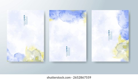 Conjunto de tarjetas con fondo de acuarela de Vector colorido brillante. Diseño para su fecha, postal, Anuncio.