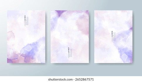 Set of cards with bright colorful vector watercolor background. Design for your date, postcard, banner.