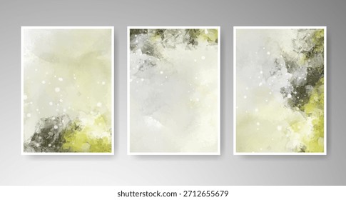 Set of cards with bright colorful vector watercolor background. Design for your date, postcard, banner.
