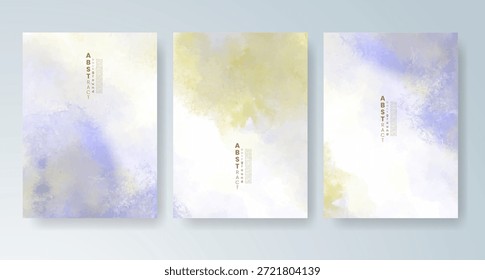 Conjunto de tarjetas con fondo de acuarela de Vector colorido brillante. Diseño para su fecha, postal, Anuncio.