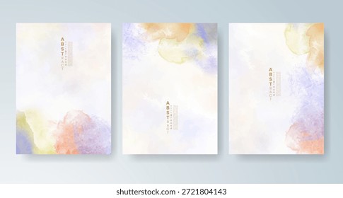 Conjunto de tarjetas con fondo de acuarela de Vector colorido brillante. Diseño para su fecha, postal, Anuncio.