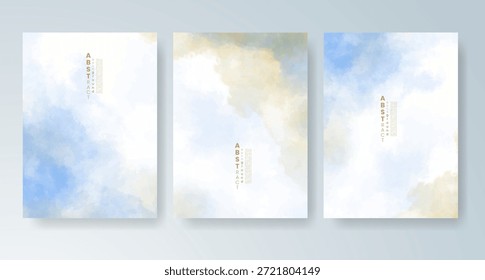 Conjunto de tarjetas con fondo de acuarela de Vector colorido brillante. Diseño para su fecha, postal, Anuncio.
