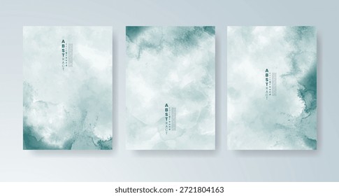 Conjunto de tarjetas con fondo de acuarela de Vector colorido brillante. Diseño para su fecha, postal, Anuncio.