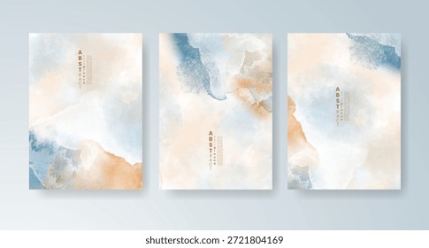 Conjunto de tarjetas con fondo de acuarela de Vector colorido brillante. Diseño para su fecha, postal, Anuncio.