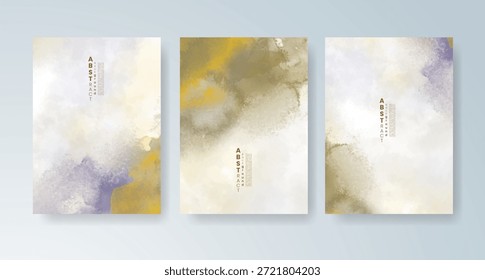 Conjunto de tarjetas con fondo de acuarela de Vector colorido brillante. Diseño para su fecha, postal, Anuncio.