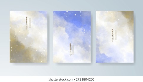 Conjunto de tarjetas con fondo de acuarela de Vector colorido brillante. Diseño para su fecha, postal, Anuncio.