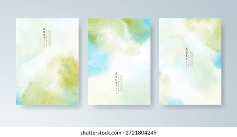 Conjunto de cartas com fundo colorido colorido colorido de aquarela. Projete para o seu encontro, cartão postal, banner.