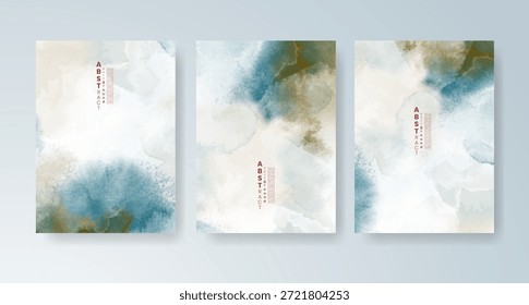 Conjunto de tarjetas con fondo de acuarela de Vector colorido brillante. Diseño para su fecha, postal, Anuncio.