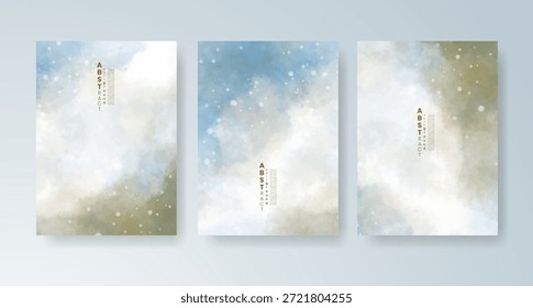 Conjunto de tarjetas con fondo de acuarela de Vector colorido brillante. Diseño para su fecha, postal, Anuncio.