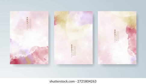 Conjunto de tarjetas con fondo de acuarela de Vector colorido brillante. Diseño para su fecha, postal, Anuncio.