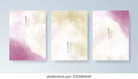 Conjunto de tarjetas con fondo de acuarela de Vector colorido brillante. Diseño para su fecha, postal, Anuncio.