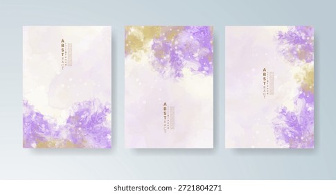 Conjunto de tarjetas con fondo de acuarela de Vector colorido brillante. Diseño para su fecha, postal, Anuncio.
