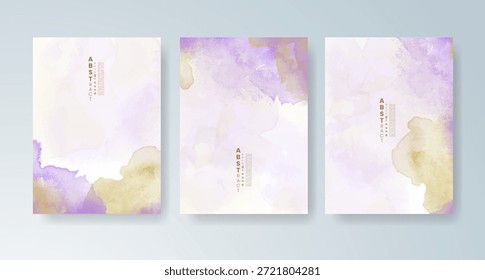 Conjunto de tarjetas con fondo de acuarela de Vector colorido brillante. Diseño para su fecha, postal, Anuncio.